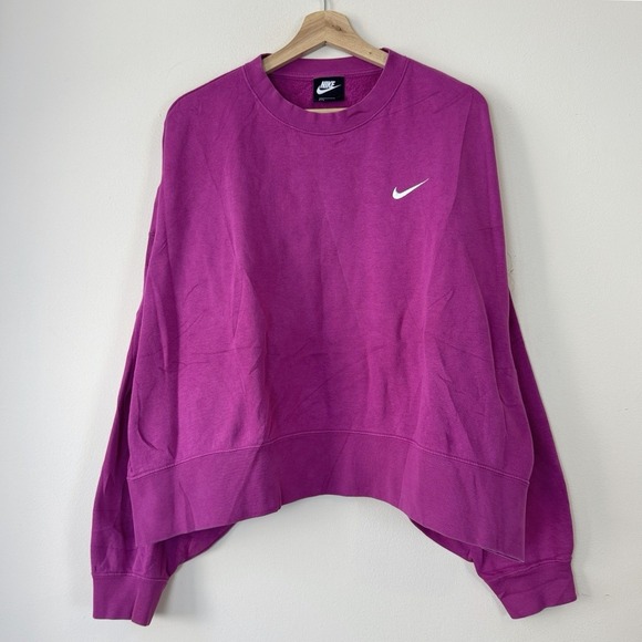 Nike Tops - Women's Nike Swoosh Logo Crew Crop Violet Purple Sweatshirt - Large